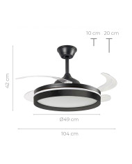 Ceiling Fan with LED Light, 4 Retractable Blades and Remote Control InnovaGoods