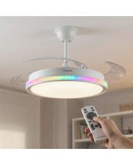 Ceiling Fan with RGB LED Light, 4 Retractable Blades and Remote Control InnovaGoods