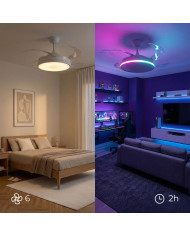 Ceiling Fan with RGB LED Light, 4 Retractable Blades and Remote Control InnovaGoods