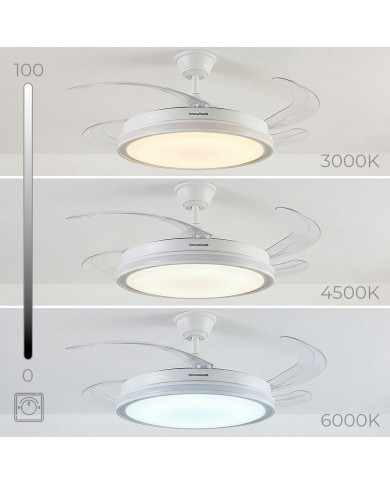 Ceiling Fan with RGB LED Light, 4 Retractable Blades and Remote Control InnovaGoods