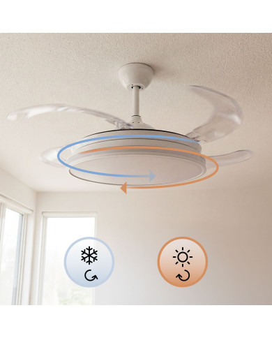 Ceiling Fan with RGB LED Light, 4 Retractable Blades and Remote Control InnovaGoods