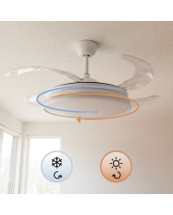 Ceiling Fan with RGB LED Light, 4 Retractable Blades and Remote Control InnovaGoods
