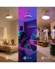 Ceiling Fan with RGB LED Light, 4 Retractable Blades and Remote Control InnovaGoods