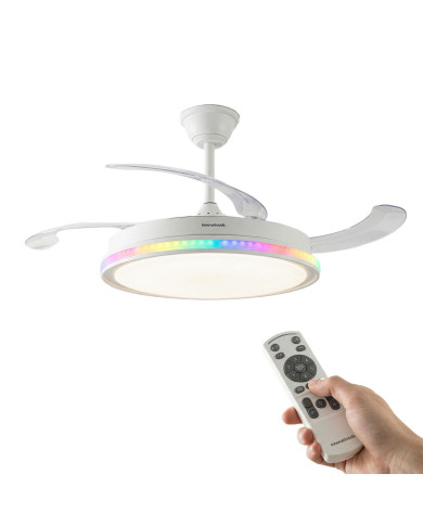 Ceiling Fan with RGB LED Light, 4 Retractable Blades and Remote Control InnovaGoods