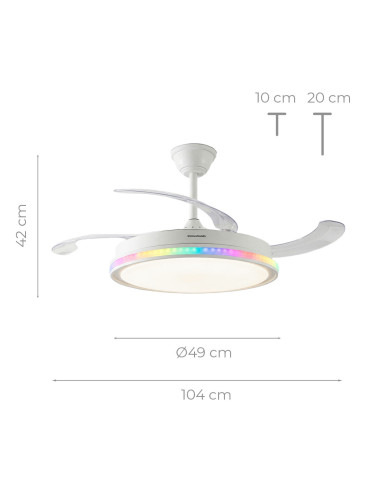 Ceiling Fan with RGB LED Light, 4 Retractable Blades and Remote Control InnovaGoods