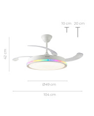 Ceiling Fan with RGB LED Light, 4 Retractable Blades and Remote Control InnovaGoods