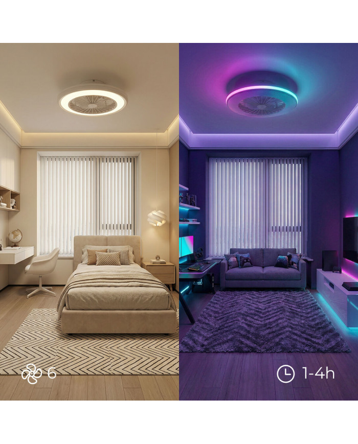 Ceiling Fan with RGB LED Light, Hidden Blades and Remote Control Nexory InnovaGoods