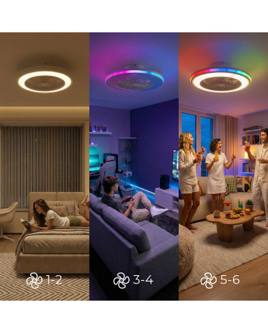 Ceiling Fan with RGB LED Light, Hidden Blades and Remote Control Nexory InnovaGoods