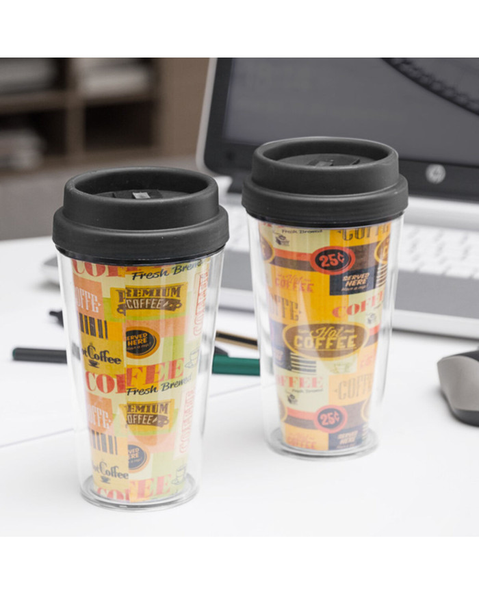 Glass with Lid Plastic 300 ml