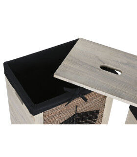 Cesto para la Ropa Sucia Home ESPRIT Negro Natural Madera 40 x 30 x 56 cm 5 Piezas