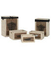 Cesto para la Ropa Sucia Home ESPRIT Negro Natural Madera 40 x 30 x 56 cm 5 Piezas