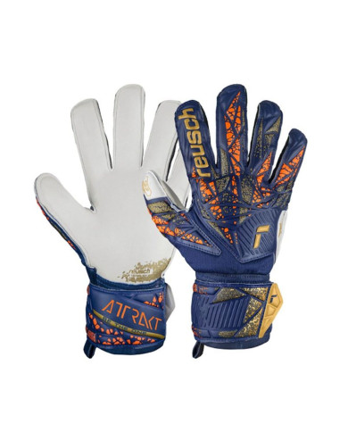 Goalkeeper Gloves Reusch Attrakt Grip Navy Blue Adults