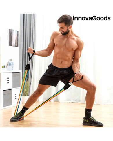 Set of Resistance Bands with Accessories and Exercise Guide Rebainer InnovaGoods Latex (Refurbished A)