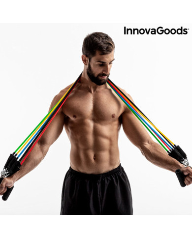 Set of Resistance Bands with Accessories and Exercise Guide Rebainer InnovaGoods Latex (Refurbished A)