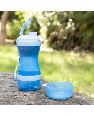 2-in-1 bottle with water and food containers for pets Pettap InnovaGoods