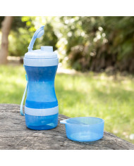 2-in-1 bottle with water and food containers for pets Pettap InnovaGoods