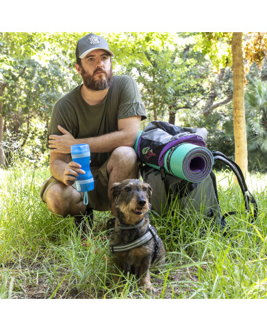 2-in-1 bottle with water and food containers for pets Pettap InnovaGoods