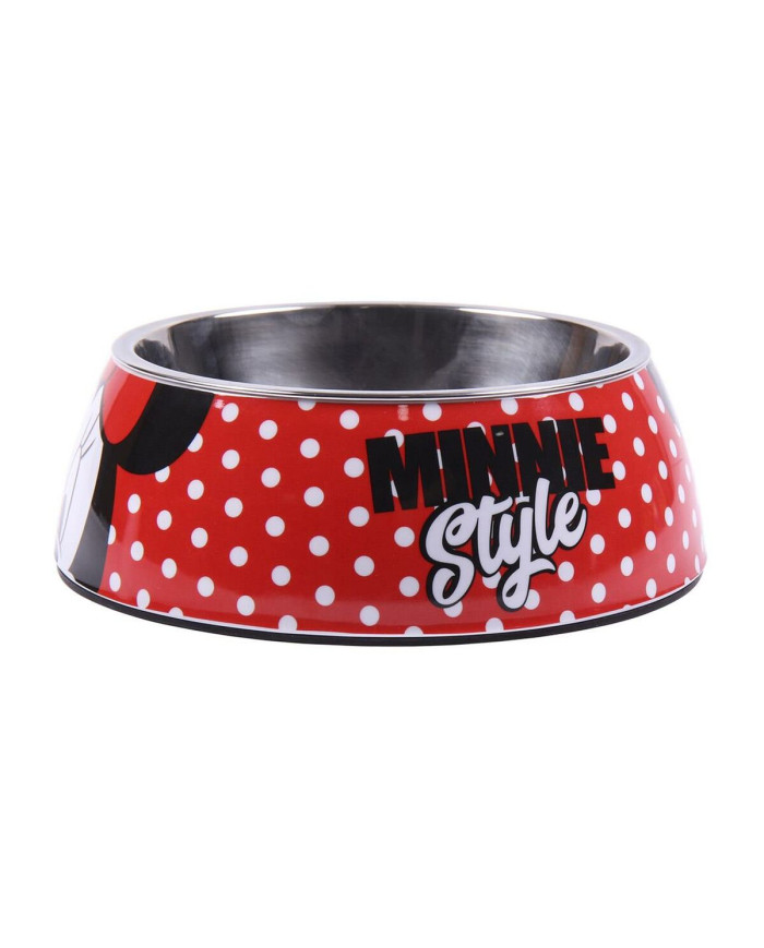 Dog Feeder Minnie Mouse Red Melamin 180 ml Black Metal