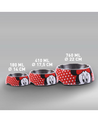Dog Feeder Minnie Mouse Red Melamin 180 ml Black Metal