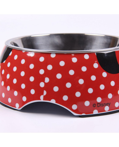 Dog Feeder Minnie Mouse Red Melamin 180 ml Black Metal