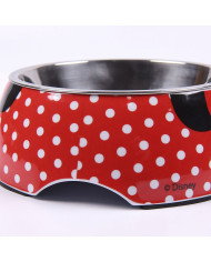 Dog Feeder Minnie Mouse Red Melamin 180 ml Black Metal