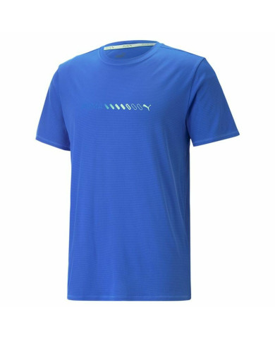 Men’s Short Sleeve T-Shirt Puma Run Favorite Logo Blue