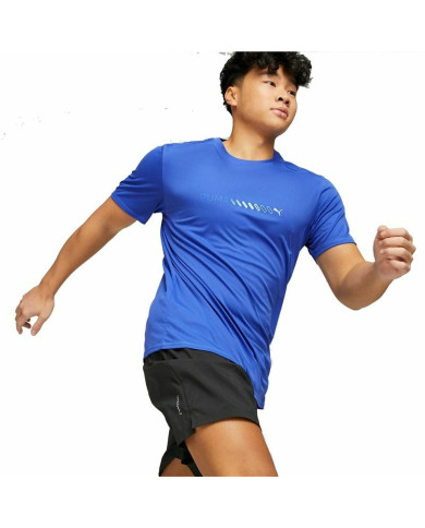 Men’s Short Sleeve T-Shirt Puma Run Favorite Logo Blue