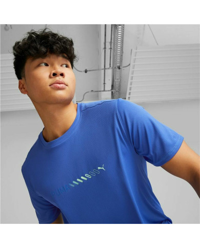 Men’s Short Sleeve T-Shirt Puma Run Favorite Logo Blue