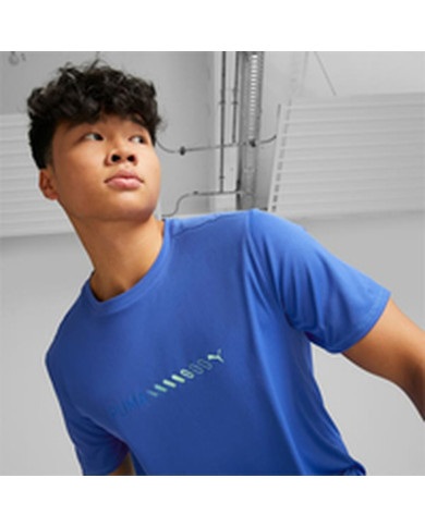 Men’s Short Sleeve T-Shirt Puma Run Favorite Logo Blue
