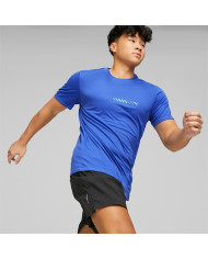 Men’s Short Sleeve T-Shirt Puma Run Favorite Logo Blue