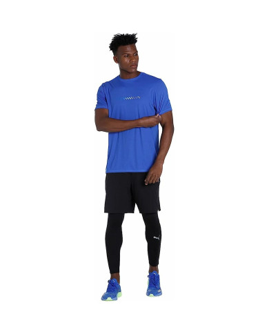 Men’s Short Sleeve T-Shirt Puma Run Favorite Logo Blue