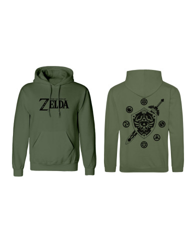 Unisex Hoodie The Legend of Zelda Logo and Shield Green