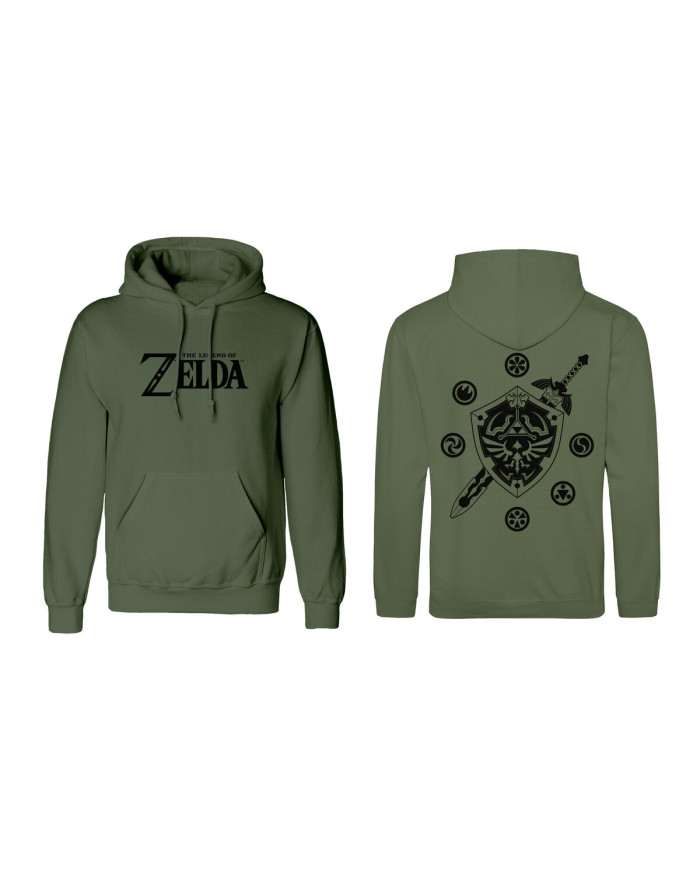 Unisex Hoodie The Legend of Zelda Logo and Shield Green