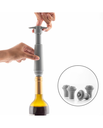 Vacuum Pump and Wine Stoppers Winuum InnovaGoods (4 caps)