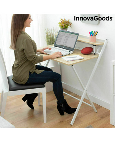 Folding Desk with Shelf InnovaGoods Tablezy Multicolour Wood (Refurbished A)