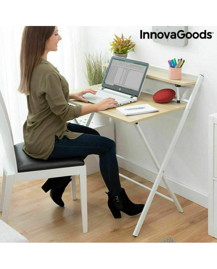 Folding Desk with Shelf InnovaGoods Tablezy Multicolour Wood (Refurbished A)