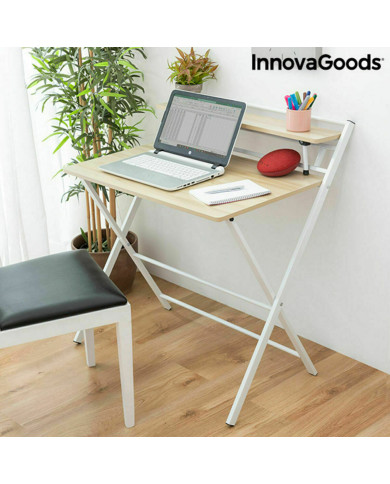 Folding Desk with Shelf InnovaGoods Tablezy Multicolour Wood (Refurbished A)