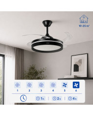 Ceiling Fan with LED Light, 4 Retractable Blades and Remote Control InnovaGoods