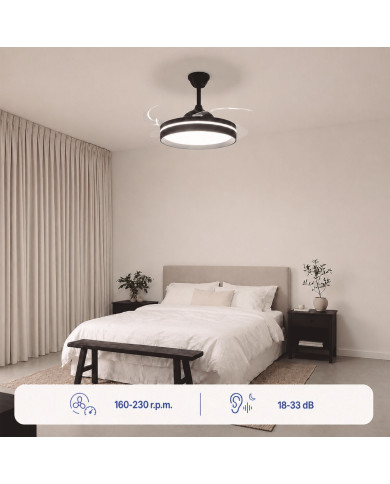 Ceiling Fan with LED Light, 4 Retractable Blades and Remote Control InnovaGoods