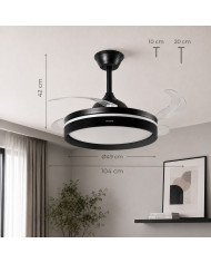 Ceiling Fan with LED Light, 4 Retractable Blades and Remote Control InnovaGoods