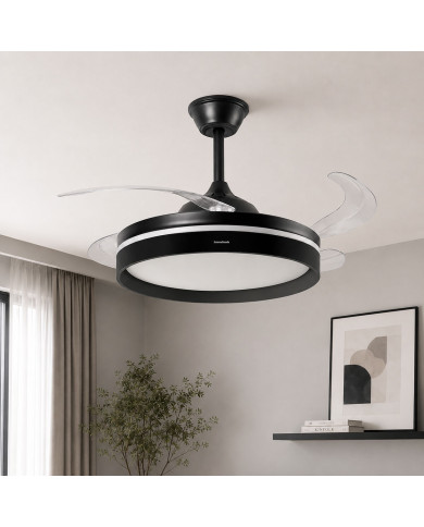 Ceiling Fan with LED Light, 4 Retractable Blades and Remote Control InnovaGoods