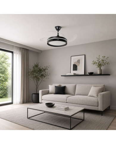 Ceiling Fan with LED Light, 4 Retractable Blades and Remote Control InnovaGoods