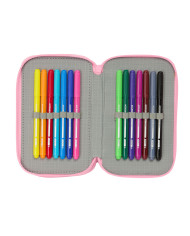 School Case with Accessories Barbie Painterly Pink Sky blue 12,5 x 19,5 x 5,5 cm 37 Pieces
