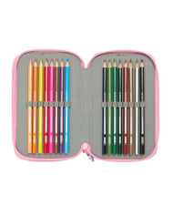 School Case with Accessories Barbie Painterly Pink Sky blue 12,5 x 19,5 x 5,5 cm 37 Pieces