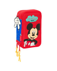 Triple Pencil Case Mickey Mouse Clubhouse Good day Blue 12,5 x 19,5 x 5,5 cm 37 Pieces
