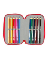 Triple Pencil Case Mickey Mouse Clubhouse Good day Blue 12,5 x 19,5 x 5,5 cm 37 Pieces