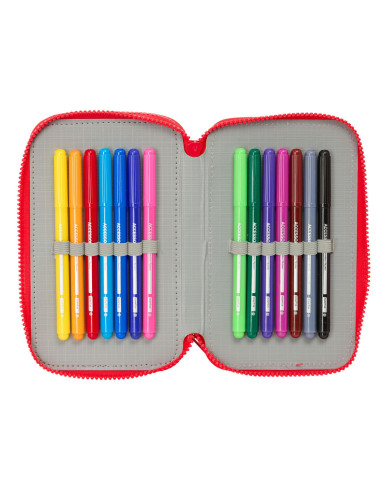 Triple Pencil Case Mickey Mouse Clubhouse Good day Blue 12,5 x 19,5 x 5,5 cm 37 Pieces