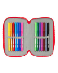 Triple Pencil Case Mickey Mouse Clubhouse Good day Blue 12,5 x 19,5 x 5,5 cm 37 Pieces