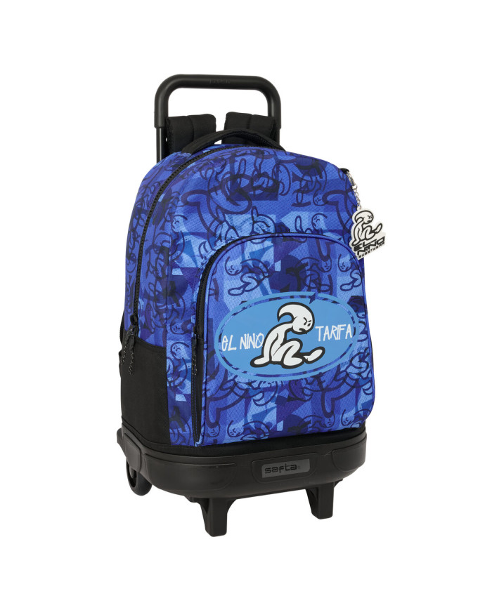 School Rucksack with Wheels El Niño Roller Blue Black 33 x 45 x 22 cm