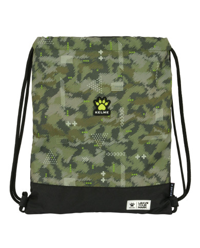 Backpack with Strings Kelme Travel Black Green 35 x 40 x 1 cm